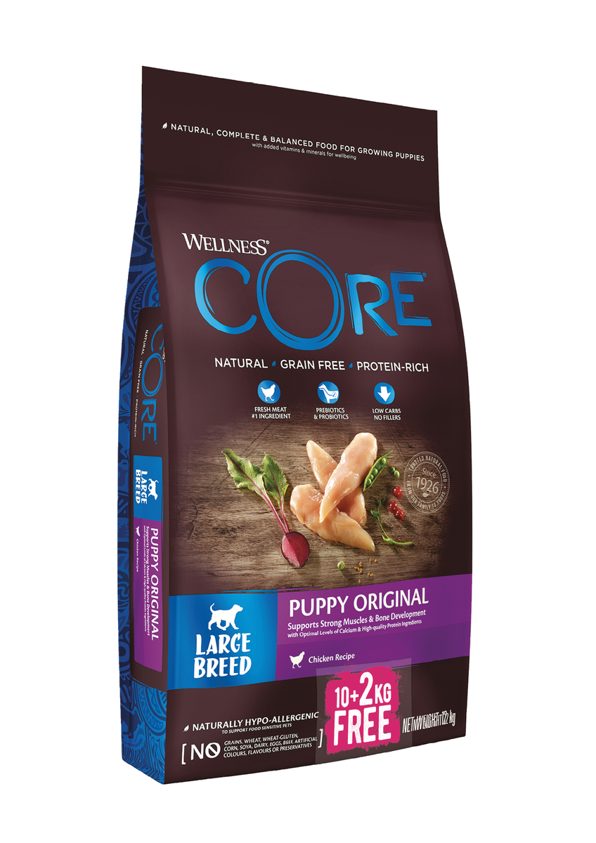 Wellness CORE Large Breed Puppy Chicken 10kg 2KG FREE Wellness